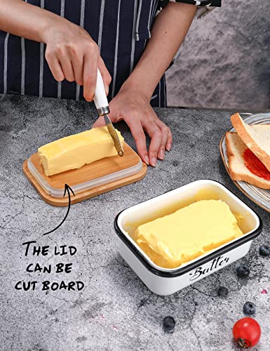 Aisbugur Butter Dish With Lid,Butter Dish For Countertop,Aisbugur Metal Butter Keeper With Stainless Steel Multipurpose Butter Knife,Large Butter Container With Silicone Home Decor Kitchen Gift White thumb #5