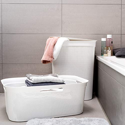 Rotho Brisen Raccoglitore di lavaggio 50l con coperchio e 2 maniglie, Plastica PP senza BPA, Bianco(Vischio), 50 l 43.1 x 34.0 x 52.9 cm - Immagine 5