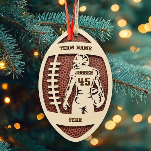 Personalized Football Ornament 2025, Custom American Football Wooden Christmas Ornament, Custom Team Ornament Footballs Player Gift Keepsake, Personalized Christmas Tree Decoration 1 - Image 5