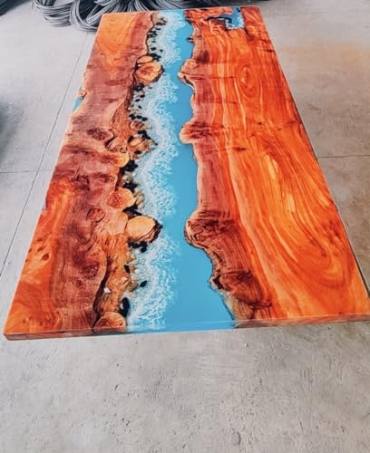 Custom Made Blue River Feel and Stone Resin Table Epoxy Dining Table Coffee Table End Table Bar Counter Top Living Room Table Wall Art Wooden Table (16.5