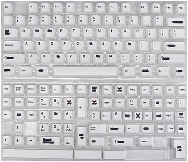KBDiy Redacted Keycaps - 143 Keys White Keycap Set Cherry Profile for 60%/65%/75%/100% Mechanical Keyboards (Cherry MX/Gateron/Outemu Compatible)