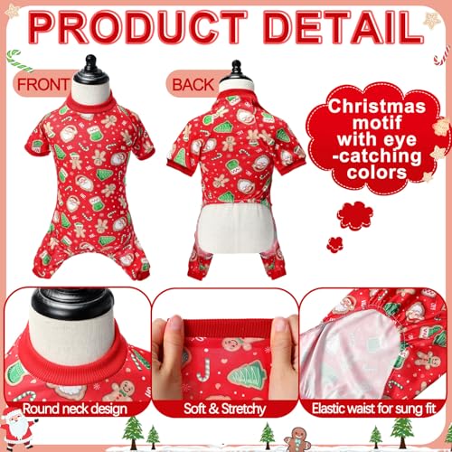 Juego de 6 pijamas navideñas para perros talla S miniatura 3