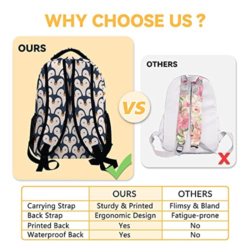 Cute Penguin Backpack, 16 Inch Animal Theme Bookbag with Adjustable Straps, Durable, Lightweight, Large Capacity, School Backpack for Kids Girls Boys3