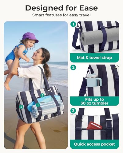 Image of BAGSMART Large Beach Bag for Women, Oversize Tote Bag for Travel /Swim Pool /Summer