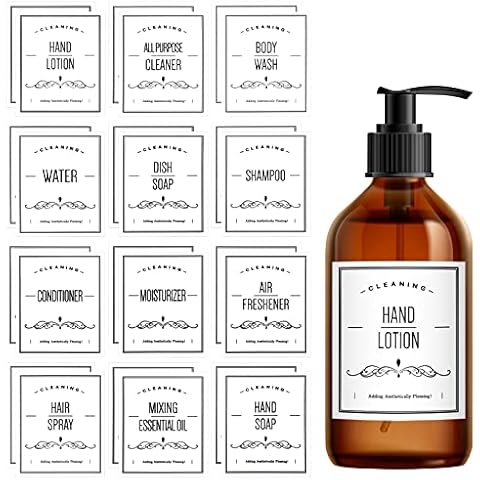 Pegatinas Etiquetas de Botella Impermeables Heveer 24 Piezas Blanco Cover