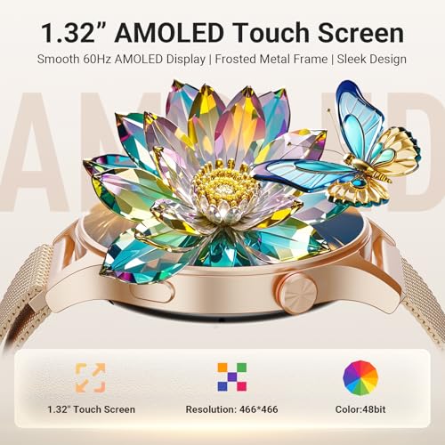 Image of Fitpolo Smart Watch for Women,1.3 inch AMOLED Touchscreen Fitness Tracker, Make /Answer Calls, Heart Rate SpO2 Monitor,IP68 Waterproof,Sleep Activity Tracking Smartwatch for Android Phones iPhone (Bronze)