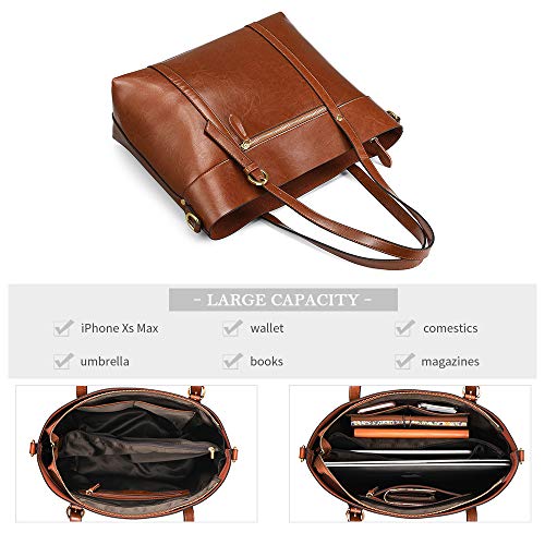 Kattee Genuine Leather Women Tote Bag Soft Handbags Vintage Shoulder Purses Fashion Top Handle Bag Large Capacity3