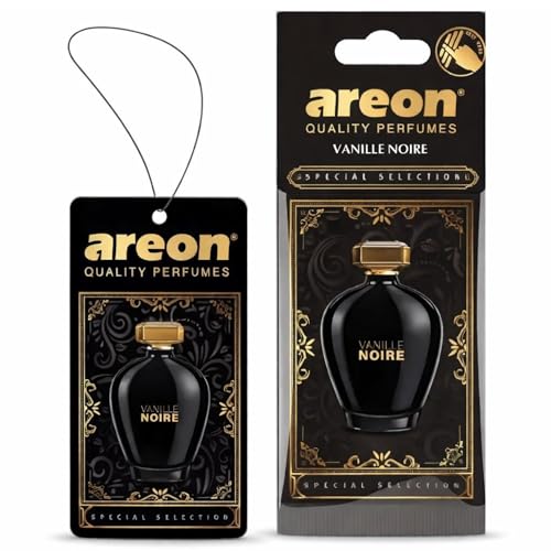 Image of AREON Luxury Vanille Noire SS06 Car Hanging Air Freshener - Premium Car Air Freshener, Long Lasting Hanging Fragrance, Elegant Vehicle Interior Scent for Odor Elimination - (Pack of 3)