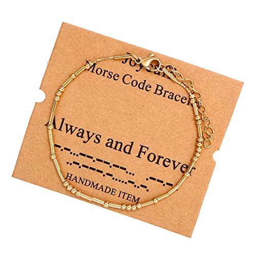 Image of JoycuFF Inspirational Morse Code Bracelets for Women Silver Beads Jewelry Encouragement Mantra Gifts for Her