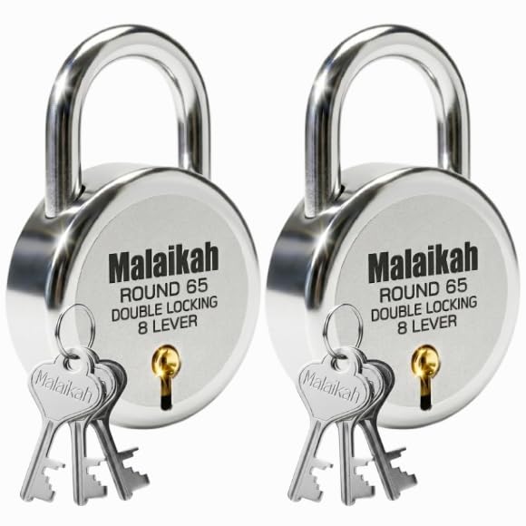 Malaikah | Round 65 mm Padlock Double Locking 8 Lever with 3 Keys | Ideal for Gate | Pack of 2 | Shutter and Shop | Shutter and Shop Made in Aligarh-image-23