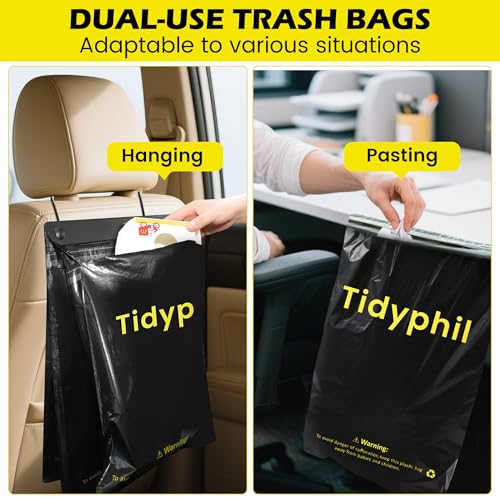 150 PCS Disposable Car Trash Bags Hanging, 2 Gallon Car Garbage Bags. Black by Tidyphil - Used condition - Image 2