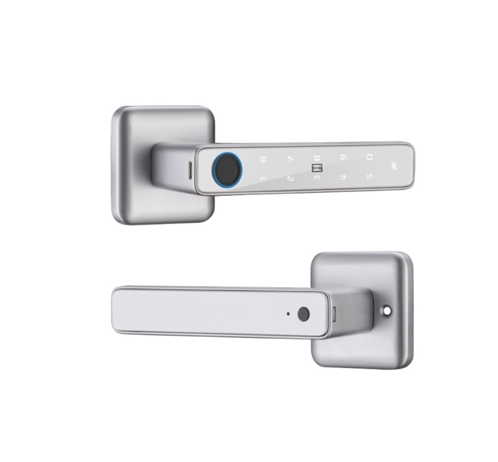 Blekwetaat Silver Fingerprint Smart Door Lock With Handle Biometric Keyless Entry Front Door Lock For Home Hotel Office Bedroom Smart Door Lock(Silver)