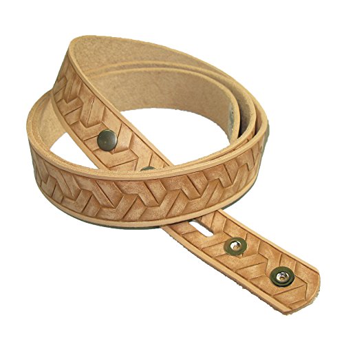 Zelikovitz Embossed Geometirc Weave Belt Blank Vegetable Tanned Cowhide (1-1/4
