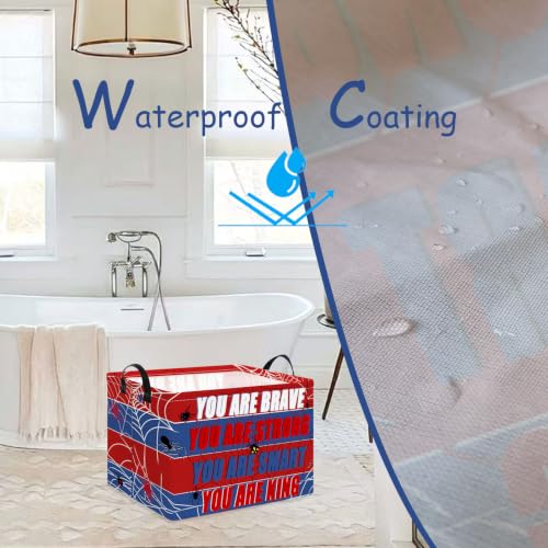 Image of NTAOHAMPER Rectangular Storage Basket Empty,Storage Bin with Handles,Room Decor,Gift Basket,Book Box(Spider Web)
