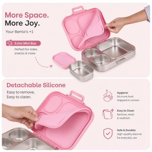 Image of Cubix Stainless Steel Bento Lunch Box - Pink Abstract