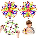 AGSIXZLAN 2Pcs Colorful Sphere Collapsible Expandable Breathing Expanding Balls Toy for Toddlers Kids 2 3 4 5 6 7 8 Year Old Boys Girls,Sensory Fidget Toys Stress Balls for Autism, Anxiety,Yoga -ADHD