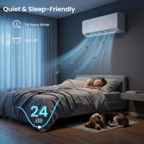 Image of Electactic 9000 BTU Mini Split Air Conditioner & Heater with Inverter, 20.5 SEER2 115V Split AC with Heat Pump, Energy Saving Ductless AC Unit, 24dB Quiet, Cools & Heats Up to 450 Sq.Ft, White