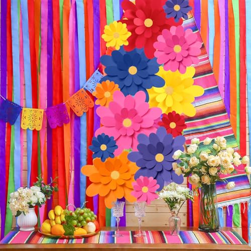 Image of MotiMind 18 Pcs Paper Flowers Bulletin Board Decorations DIY 3D Paper Floral for Wall Classroom Back to School Birthday Party Flower Backdrop Decoration Photo Backdrop(Dark Color,6 inch 8 inch 10 inch)