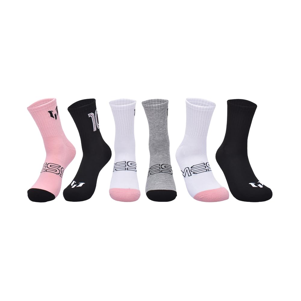 Messi Men's Lifestyle Crew Socks, 6-pack, Soft & Stretchy, Comfortable