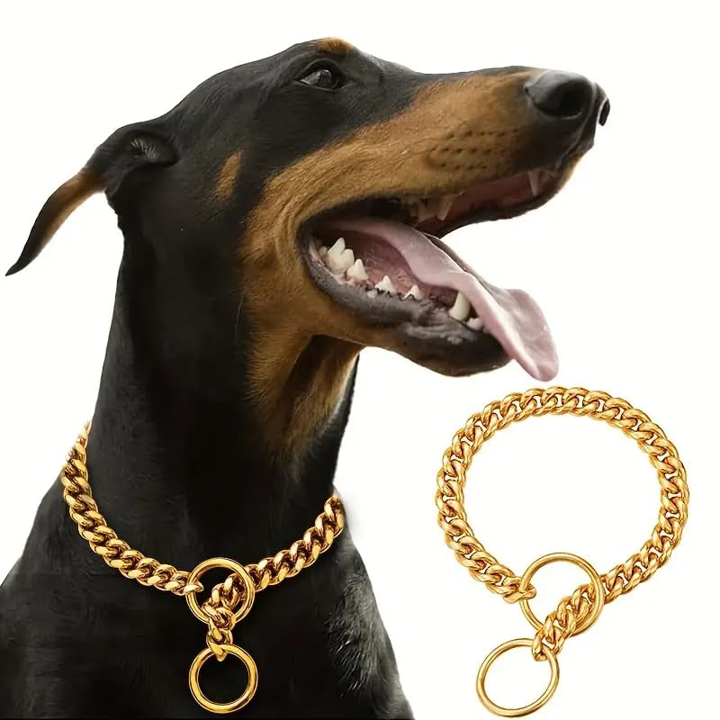 Pups&Pets Brass Heavy Duty Diamond Cut Gold Dog Choke Chain Training Dog Collar Swivel Dog Show Choke Chain (Thickness 5 MM, Length 30 Inch, XX - Large Dog) (B0B528D5R3) Amazon Price History, Amazon Price Tracker