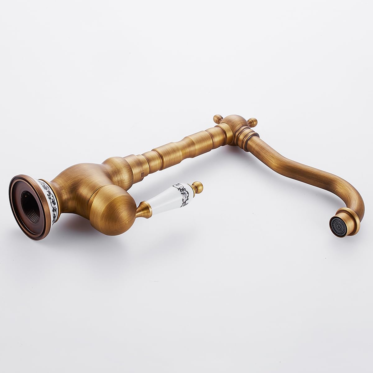 Grifo mezclador Foppla, grifo de cocina monomando de cerámica para fregadero de cocina giratorio 360°, grifo retro de baño para cocina o baño (antiguo)