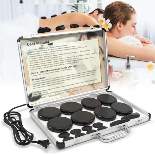 Portable Massage Stone Warmer, 18pcs Basalt Hot Stone Massage Set...