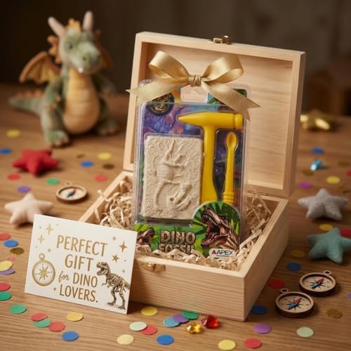 Image of APEX Dino Fossil Excavation Kit for Kids | Dinosaur Fossil Digging Toy with Excavation Tools | Educational STEM Learning Paleontology Set for Boys & Girls | DIY Dino Dig Adventure Game