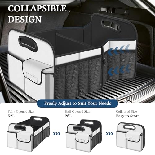 Image of Femuar Car Trunk Organizer, Car Storage Organizer with Large Capacity Waterproof Collapsible Trunk Organizer for Car Suv /Jeep /Sedan (Beige, Standard)