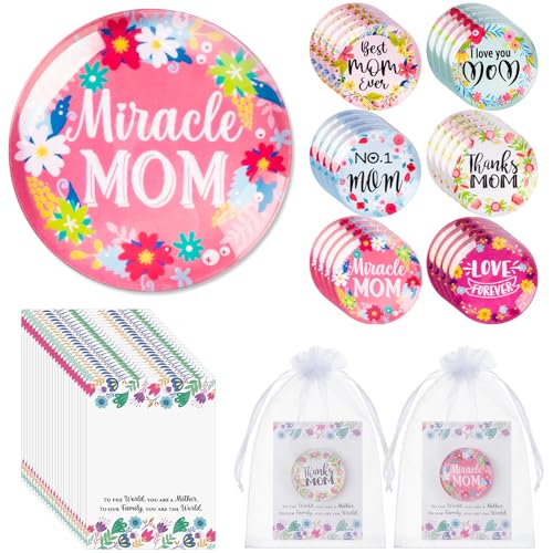 Xuhal 24 Set Mother's Day Fridge Magnets Gifts Bulk Mother's Day Refrigerator Magnets with Greeting Cards Floral Women's Gifts for Fridge Whiteboard and Kitchen Decorative