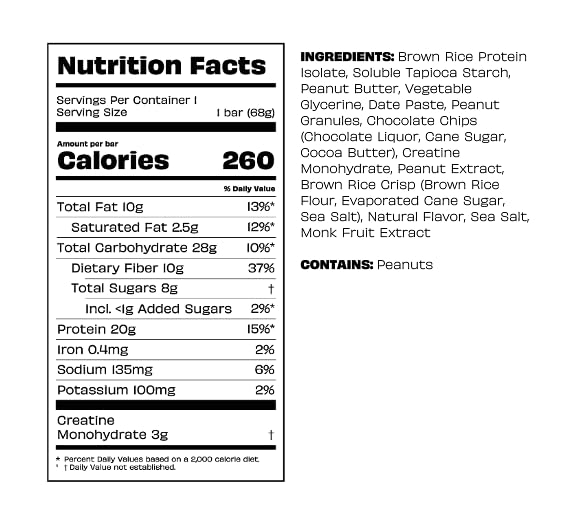 Kreatures of Habit DAILY BAR | 20g Proteína Vegetal | 3g Creatina | Sin Gluten | Pack de 12 miniatura 2