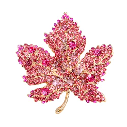 Image of WCRAZYE Rhinestone Maple Brooch Pin for Women Girls Sparkling Full Micro Pave Crystal Fall Thanksgiving Vintage Colorful Maple Leaf Lapel Pin Party Prom Wedding Thanksgiving Jewelry Gift