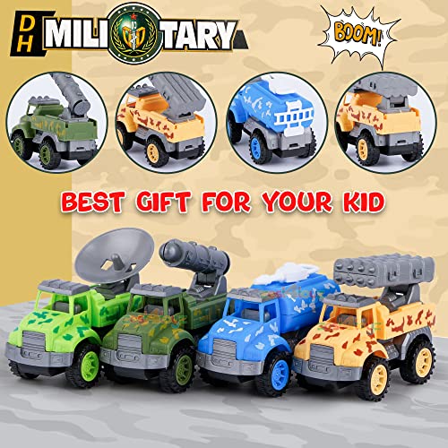 Image of Zest 4 Toyz Military Toy Car Set for Kids (Pack of 4) Army Vehicle Toys with Camouflage Design Rotating Parts Mini Push & Go Cars Toy Army Truck Toy Set for Boys Girls Birthday Gift Return Gift