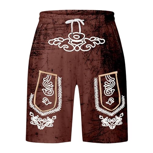 DUHENWU Oktoberfest - Pantalones cortos para hombre con cordón, de piel bávara, para el tiempo libre, con bolsillos, cintura elástica, pantalones deportivos, O1 Vino, XL