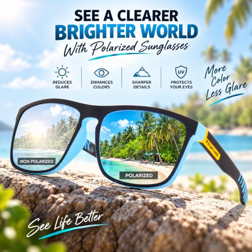 Buy Dervin Retro Square Polarized Sunglasses Blue - Image 8