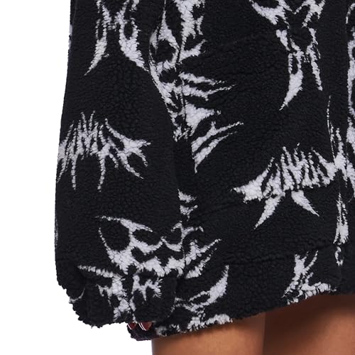 Dolls Kill Ciphered Up Sherpa Jacket by Club Exx - Oversized Symbol Print Faux Shearling Jacket - Black4