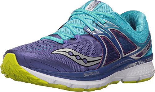 Saucony Women's Triumph iso 3 Running Shoe, Purple/Blue/Citron, 7 W US