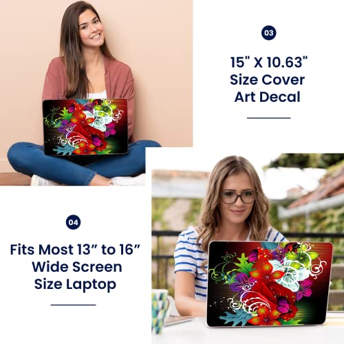 Image of LSS Laptop 15 15.6 Skin Cover with Colorful Colorful Floral Pattern for HP Dell Lenovo Apple Asus Acer Compaq - Fits 13.3 inch 14 inch 15.6 inch 16 inch (2 Wrist Pads Free)