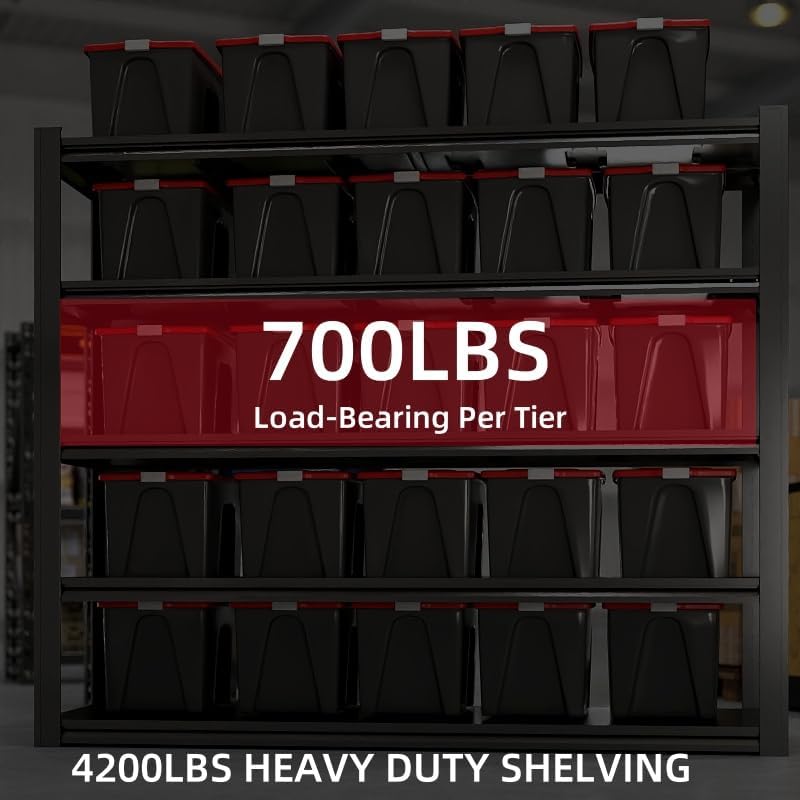Miniatura 5 de Estantería de garaje de 84 pulgadas de alto 6T, estantes de almacenamiento resistentes, 3500 libras, estantes de metal ajustables y almacenamiento