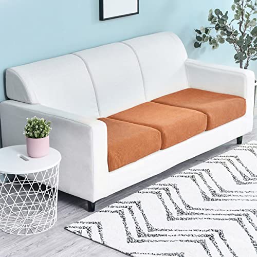 Fundas De Cojines De Asiento De Sofá De Jacquard Elástico, Fundas De Cojín De Sofá Lavables con Tela De Sarga con Textura Gruesa Extraíble -Naranja-1 Plaza