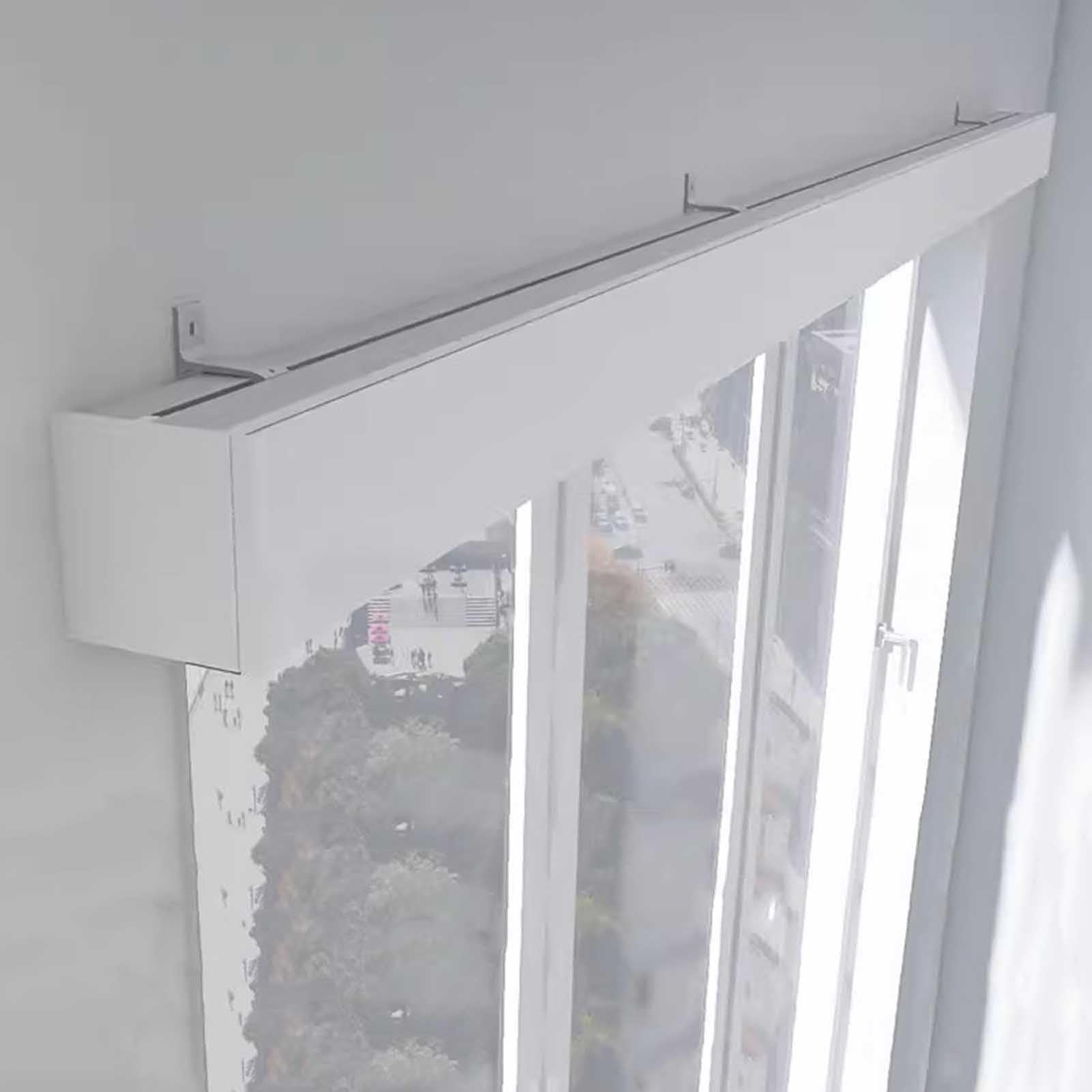SFNIOKFG 3 to 23ft Curtain Rail Track for Wall, Metal Curtain Box Valance Panel, Bathroom Apartment Privacy Curtain Rods, Bay Window Curtain Pole Set(White,240cm/7.9ft)