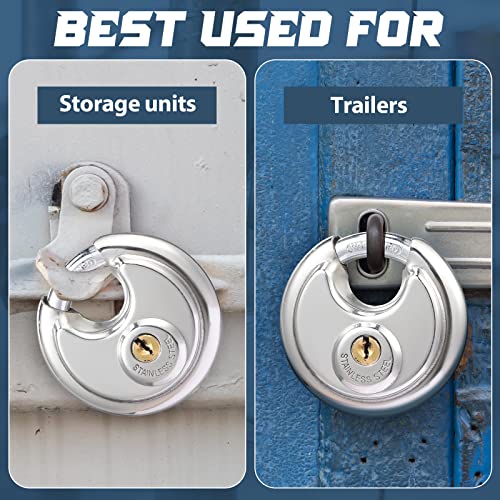 Image of Chumia 16 Pack Padlocks Keyed Alike, Stainless Steel 2-3 /4 Wide, 3 /8 Shackle Disc Locks for Outdoor, Storage Units, Garages, Gym Lockers(Silver)