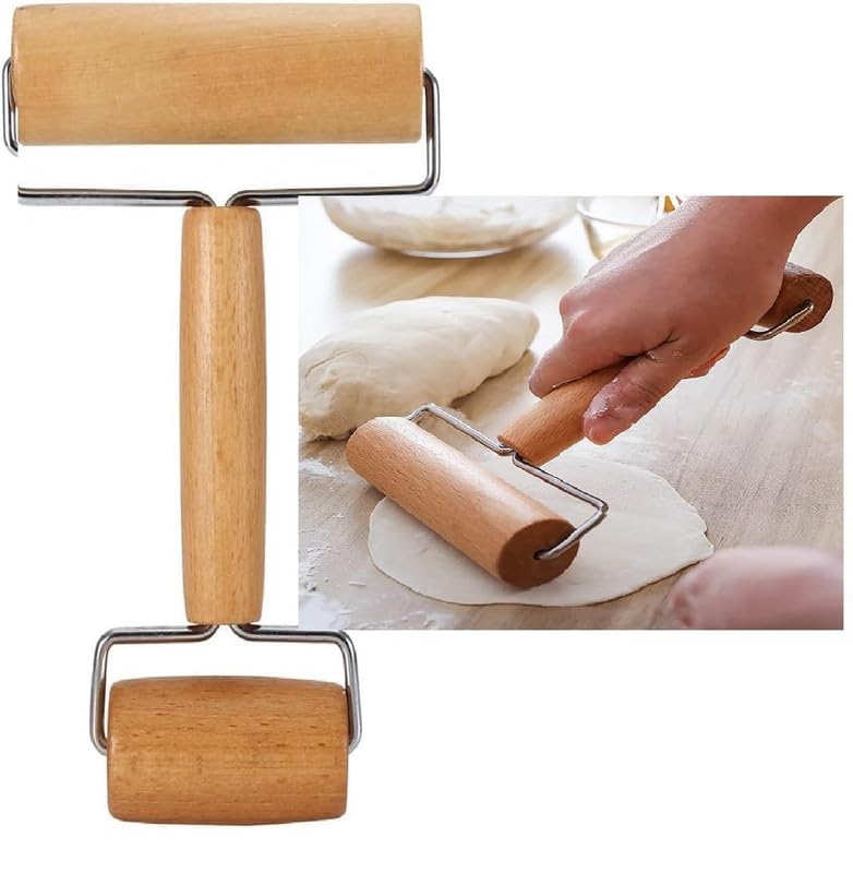 FIROFFY Double-Headed Wooden Rolling Pin Non-Stick Dough Roller for Chapati, Roti, Puri, Pizza & Pastry Easy-to-Use Belan for Baking, Cookies, Biscuits, & Kitchen Cooking Essentials FIROFFY Double-Headed Wooden Rolling Pin Non-Stick Dough Roller for Chapati, Roti, Puri, Pizza & Pastry Easy-to-Use Belan for Baking, Cookies, Biscuits, & Kitchen Cooking Essentials