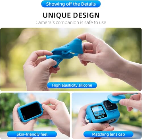 Image of M.G.R.J Silicone Protective Case Cover for Gopro Hero 13, Silicone Sleeve with Lanyard Lens Cap (Blue)
