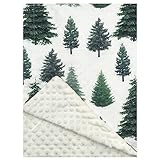 Culclendy Minky Dimple Dot Blanket, Pine Trees, Reversible, Soft, All Seasons, 40 x 30 Inches, Crib, Unisex, Polyester