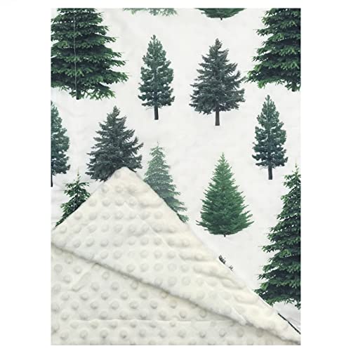 Culclendy Minky Dimple Dot Blanket, Pine Trees, Reversible, Soft, All Seasons, 40 x 30 Inches, Crib, Unisex, Polyester