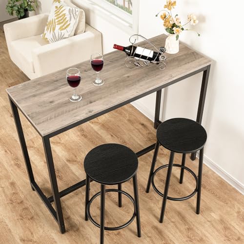 Image of HOOBRO Bar Stools, Set of 2 Bar Chairs, Kitchen Round Height Stools with Footrest, Breakfast Bar Stools, Sturdy Steel Frame, for Dining Room, Kitchen, Party, Easy Assembly, Black BK03BY01N1