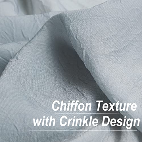 1 Piece Ombre Chiffon Sheer Window Scarf Valance Curtains 18Ft For Living Room, Home Decor, 52"X216" Long Crinkle Soft Window Top Sheer Voile Valance For Wedding Party Decor, Grey #TOP1