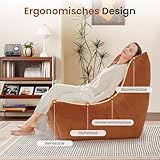 Meskanu Lounge-Sofa mit Memory-Schaum für kleine Räume: Bodensofa Lazy Sofa aus Wildlederimitat, Cloud Couch für Schlafzimmer & Wohnzimmer, Braun