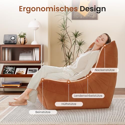 Meskanu Lounge-Sofa mit Memory-Schaum für kleine Räume: Bodensofa Lazy Sofa aus Wildlederimitat, Cloud Couch für Schlafzimmer & Wohnzimmer, Braun