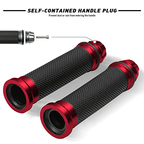 Dreamizer Motorcycle Handlebar Grips 7/8 - 22Mm Handle Grip Universal Cnc Handlebar Cap For Cbr Cb Gsxr 600 650 1000 R6 Ninja Zx H2 - Red #TOP1